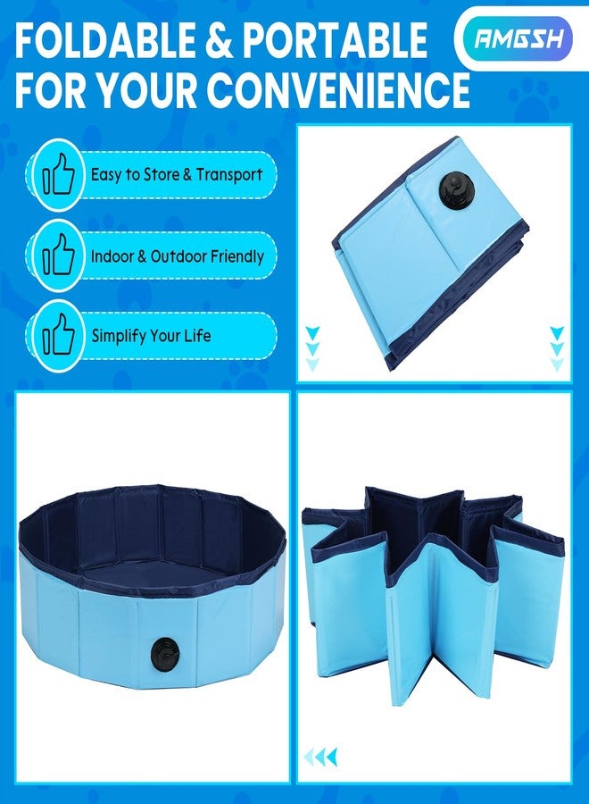 AMGSH Dog Whelping Box, Foldable Birthing Pool for Dogs, Whelping Pool for Puppies, Poartable Plastic Swimming Pool & Bath Tub for Dogs, Blue (Blue, 31.5” Dia. × 7.9” H (80cm × 20cm)) - Image 4